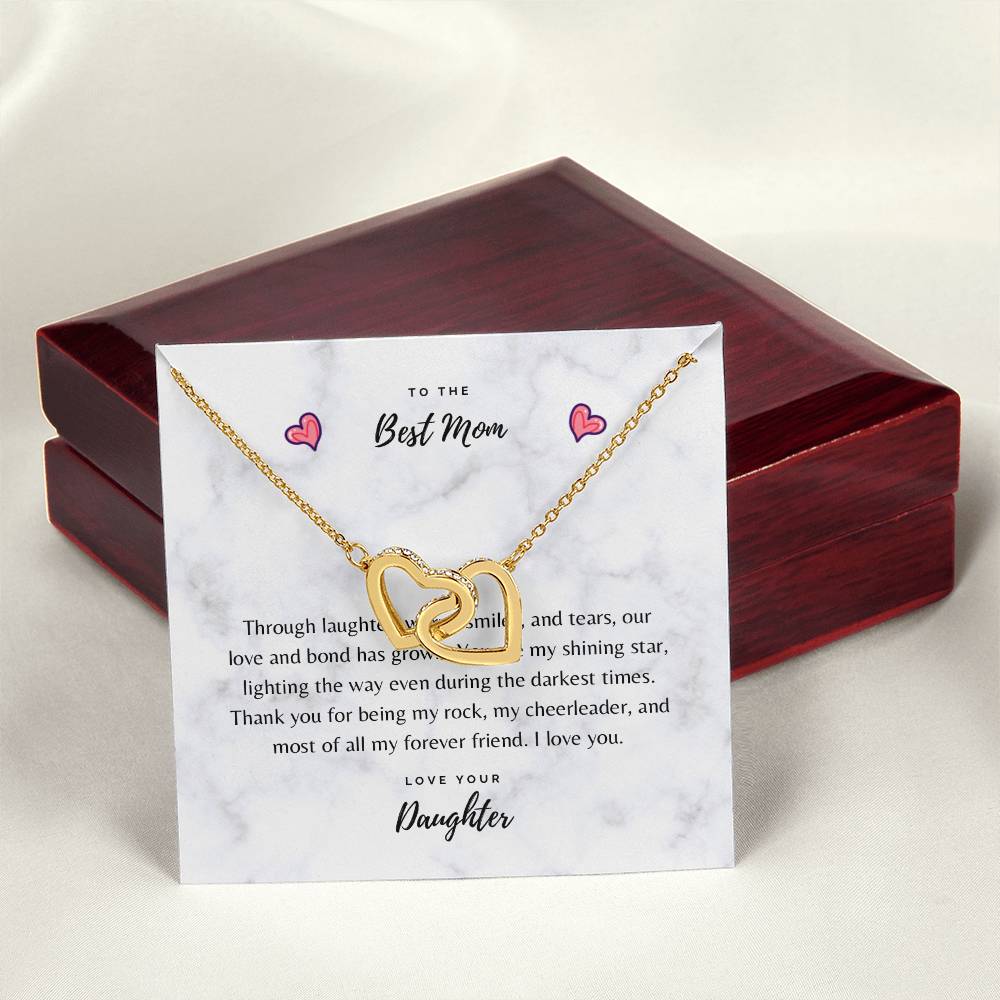 To The Best Mom Love Daughter Hearts Necklace Mother’S Day Birthday Gift Interlocking Hearts Necklace