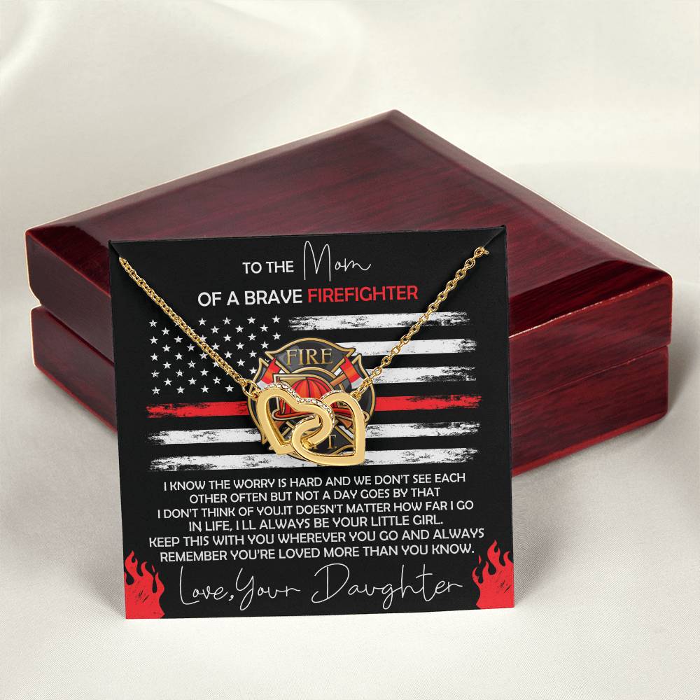 Firefighter Mom Necklace Gift From Daughter Interlocking Hearts Necklace