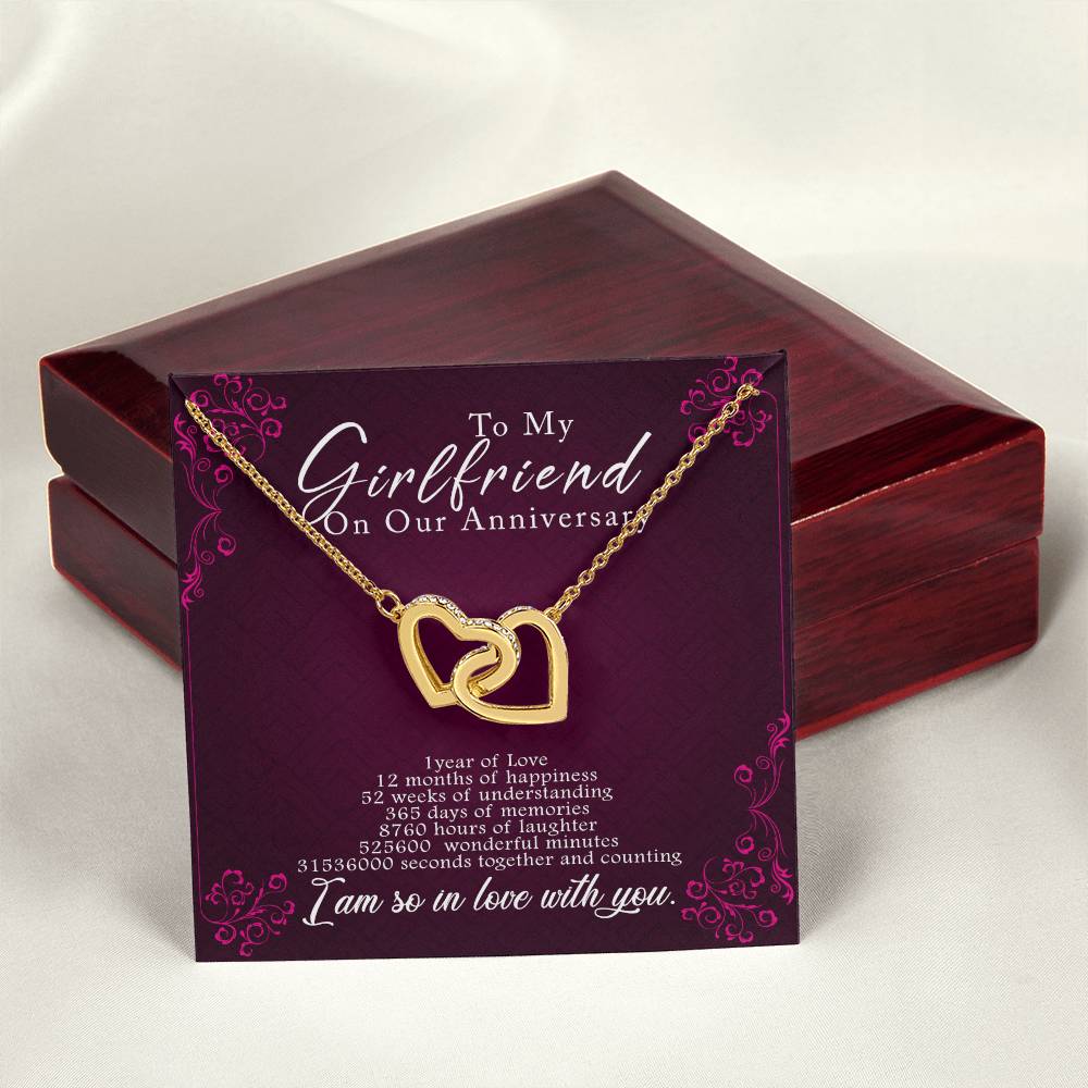 1 Anniversary Girlfriend Interlocking Hearts Necklace