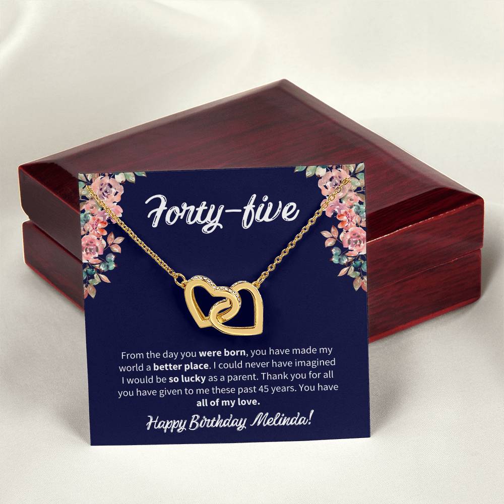 Forty-Five Birthday All Of My Love Interlocked Hearts Necklace Interlocking Hearts Necklace