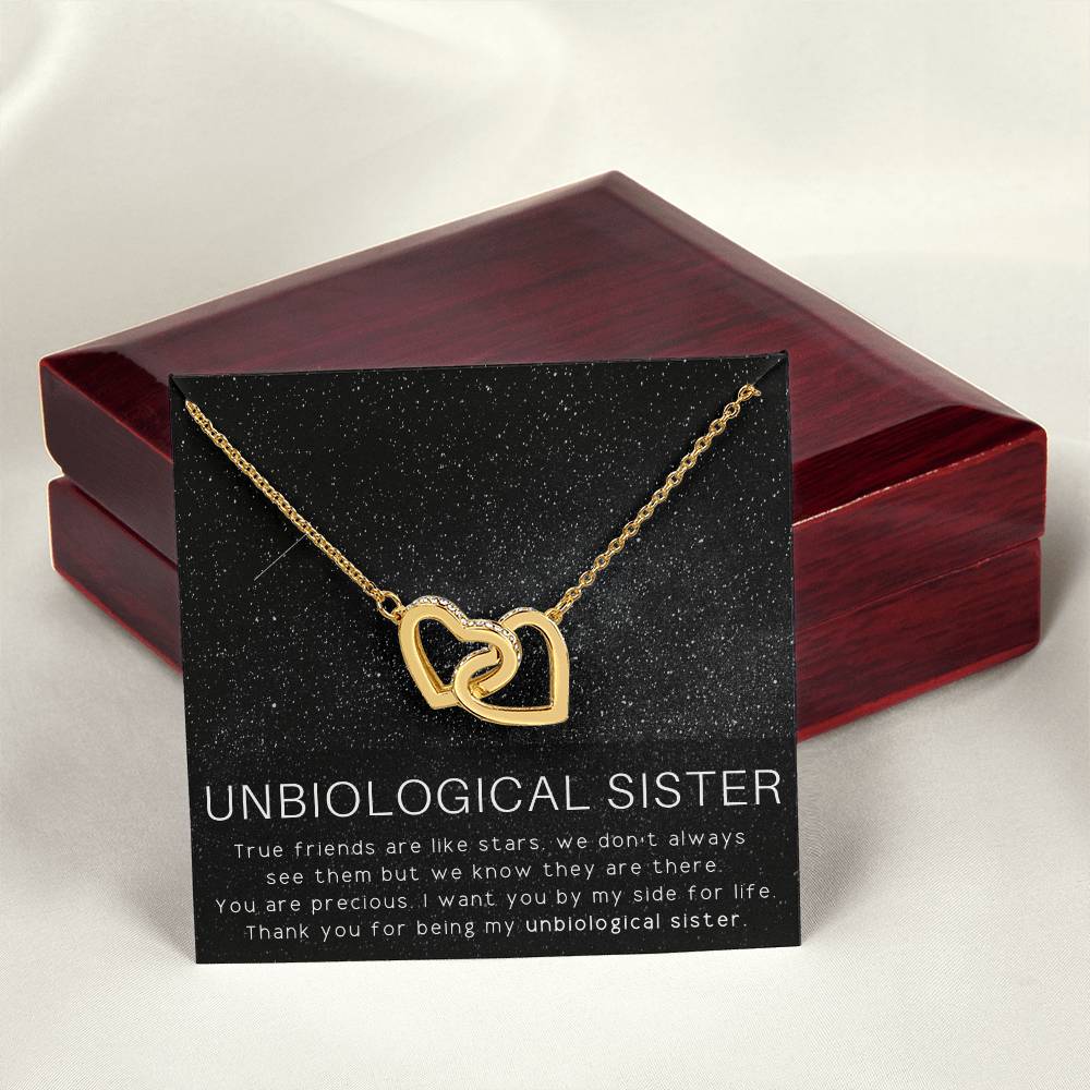 Unbiological Sister Necklace Soul Sister Sorority Sister Sister In Law Necklace Interlocking Hearts Necklace