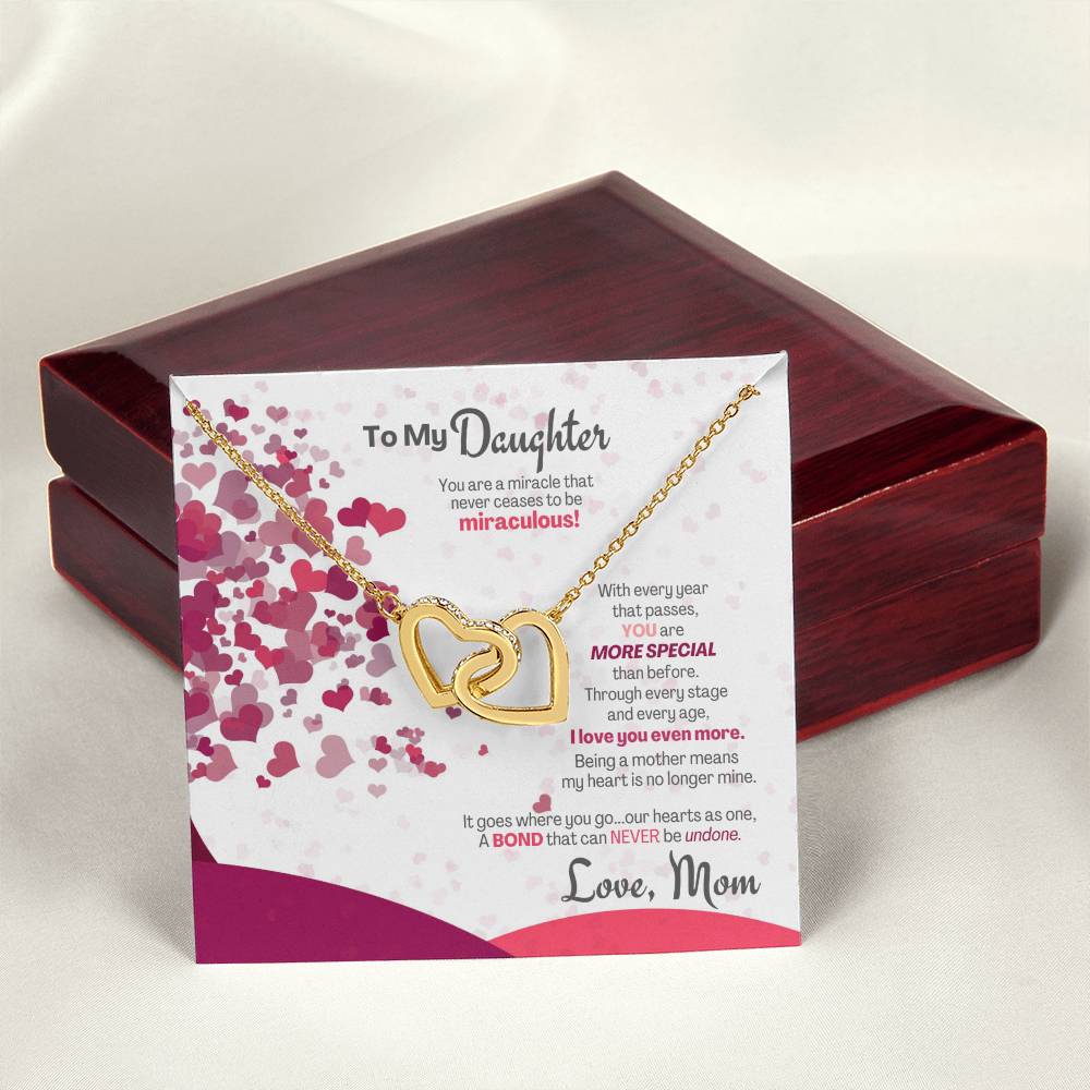 A Bond That Can Never Be Undone - Interlocking Hearts Necklace Gift For Daughter From Mom