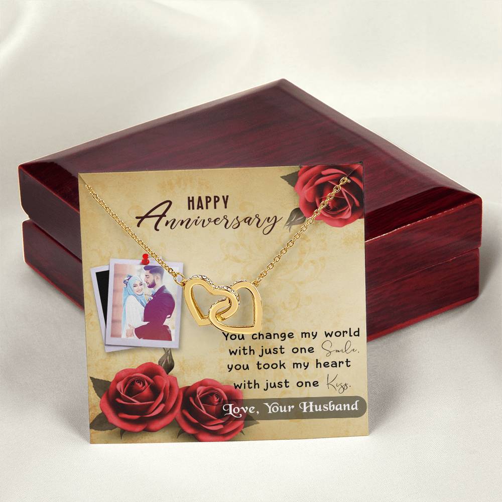 Anniversary Best Gift For Wife Interlocking Hearts Necklace With On Demand Message Card