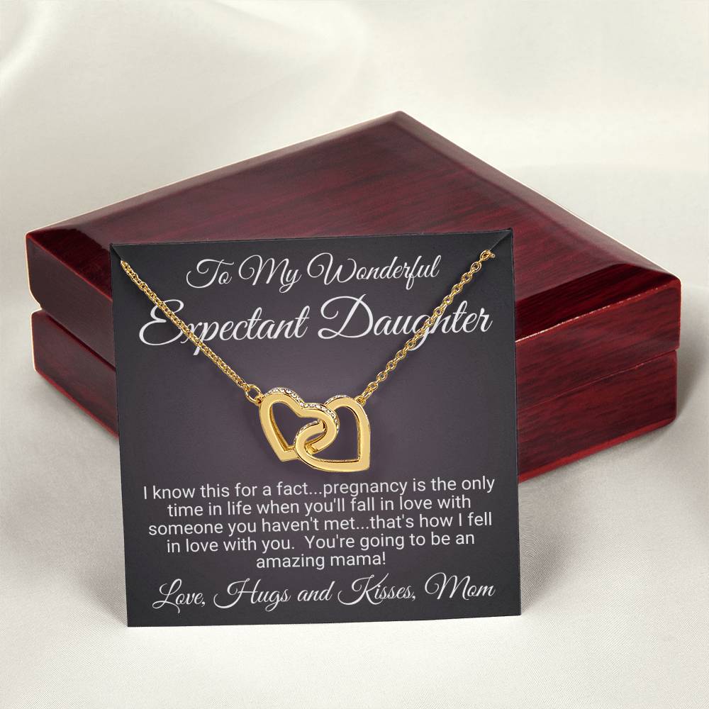 Expectant Daughter Linked Hearts Necklace Gift Interlocking Hearts Necklace