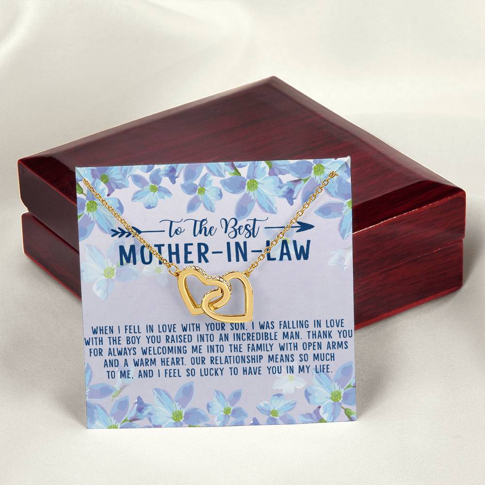 To The Best Mother-In-Law Interlocking Hearts Necklace