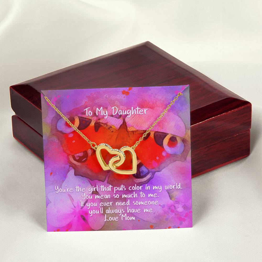 Daughter Color In My World - Hearts Necklace Interlocking Hearts Necklace