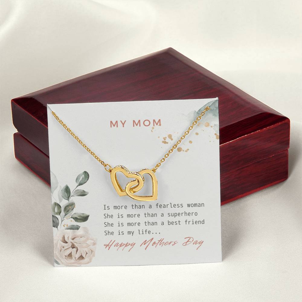 Double Heart - My Mom Is My Life Interlocking Hearts Necklace