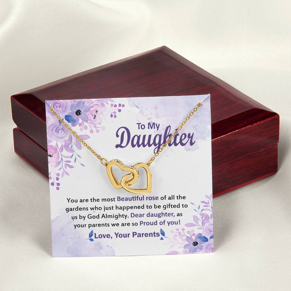 Gift For Daughter From Parents Message Card Necklace Interlocking Hearts Necklace