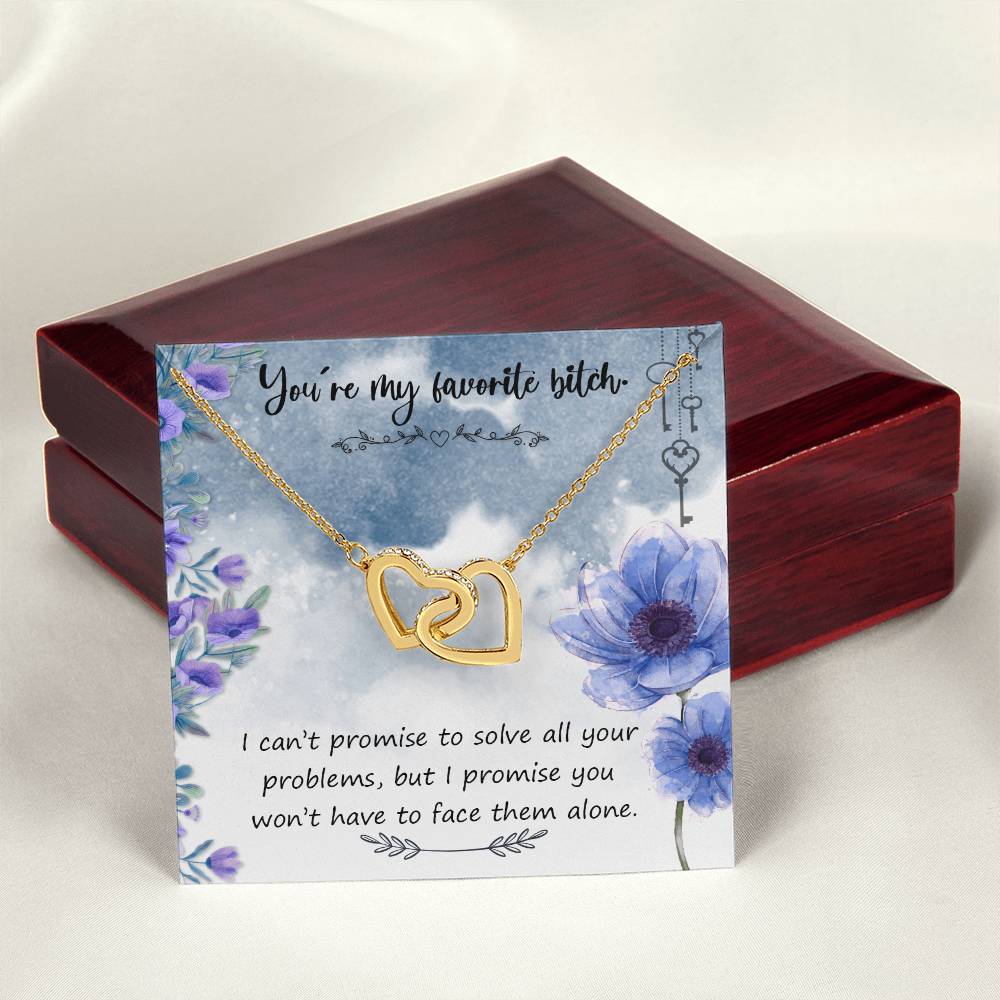 You'Re My Favorite Bitch - Interlocking Hearts Necklace