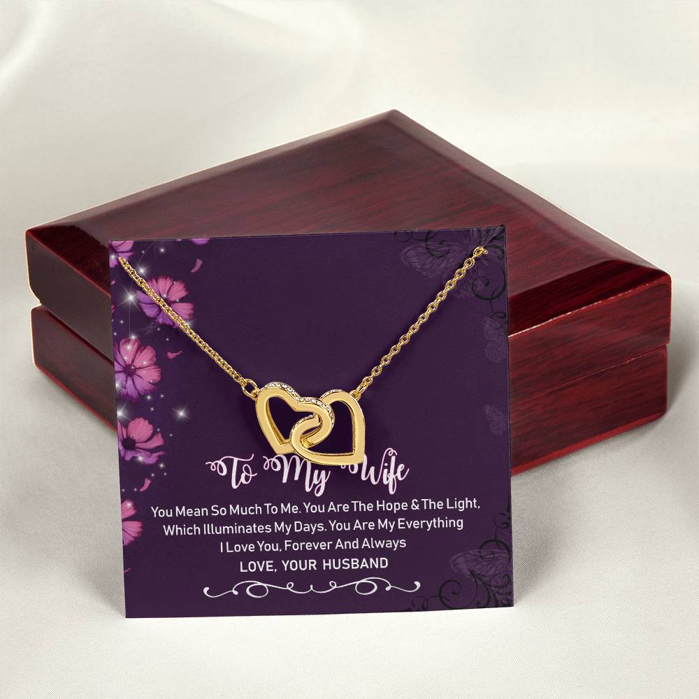 To My Wife Interlocking Hearts Necklace Message Card