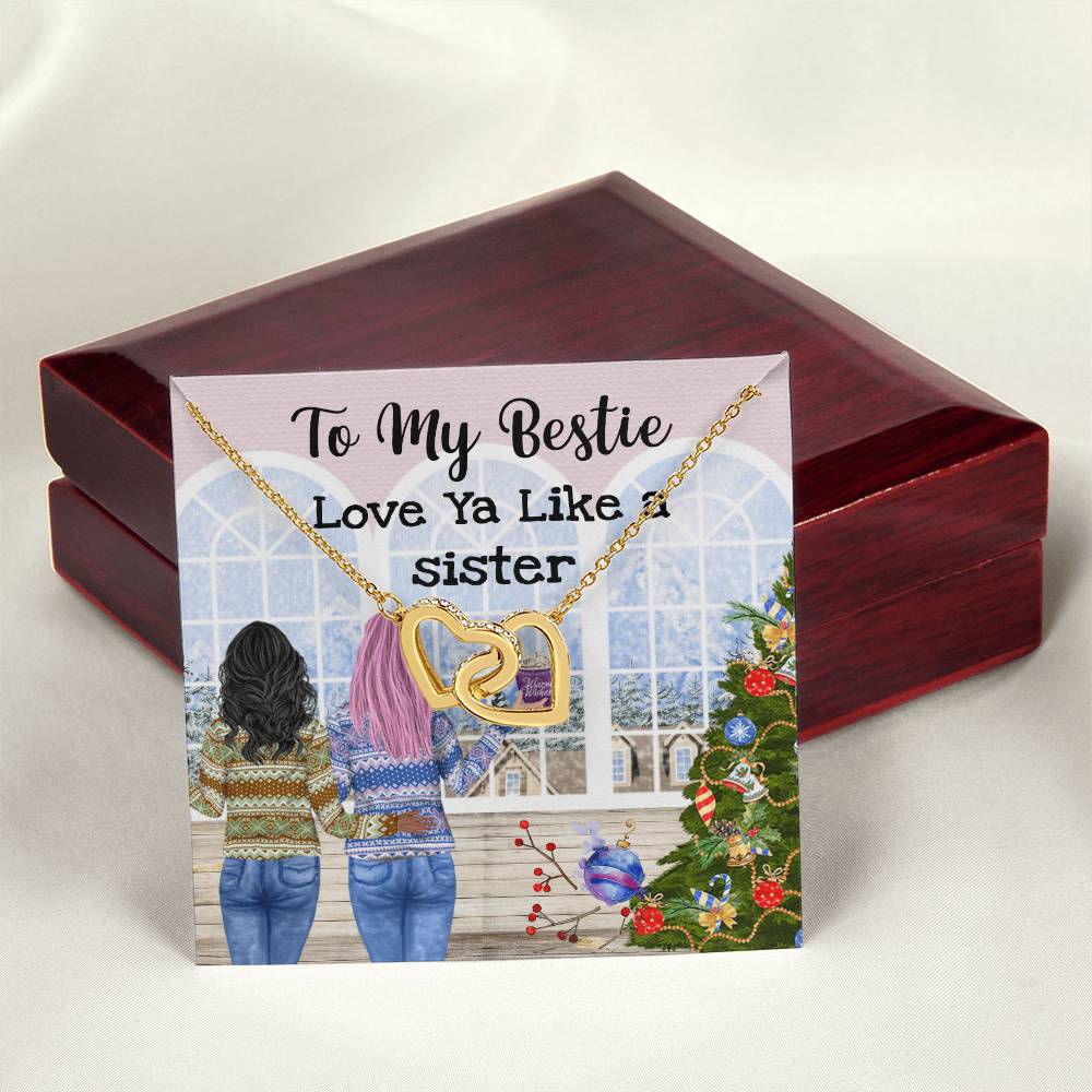 Bestie Linked Hearts Necklace Interlocking Hearts Necklace