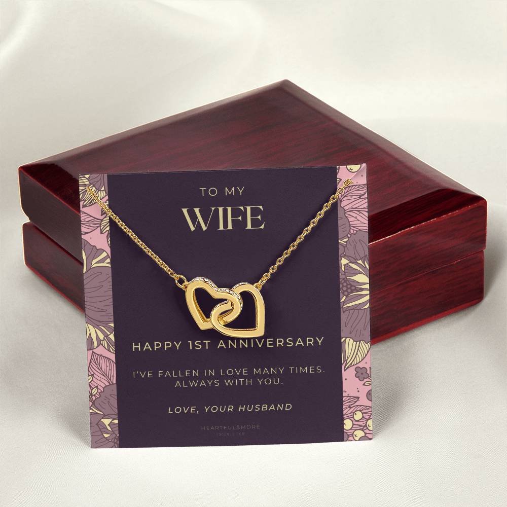 1 Year Anniversary Gift For Wife 1 Year Anniversary Gifts 1 Year Wedding Anniversary Gift Ideas 1St Wedding Anniversary Gift For Her Interlocking Hearts Necklace