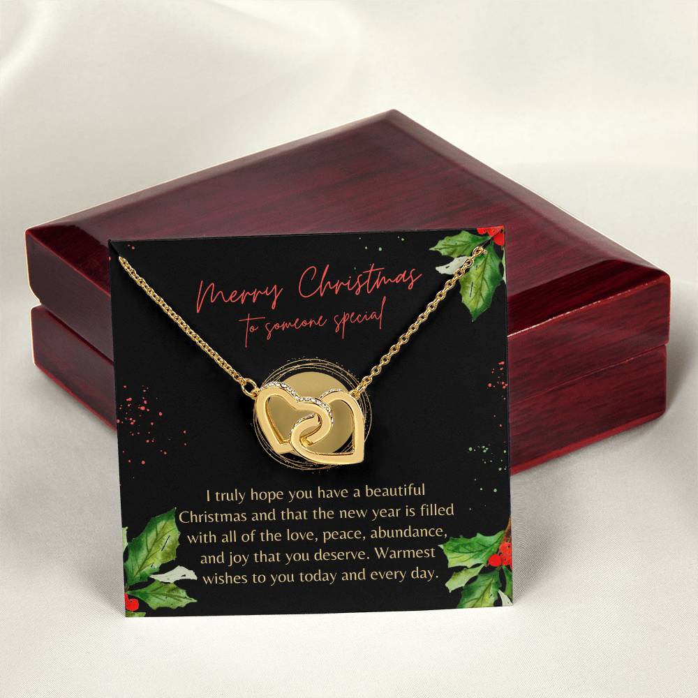 Christmas Interlocking Hearts Necklace Black Holly Someone Special