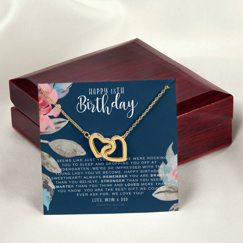 Gift For 13 Year Old Girl Gifts 13Th Birthday Girl 13Th Birthday Gift Thirteenth Birthday Necklace Teen Birthday Gift Official Teenager Interlocking Hearts Necklace