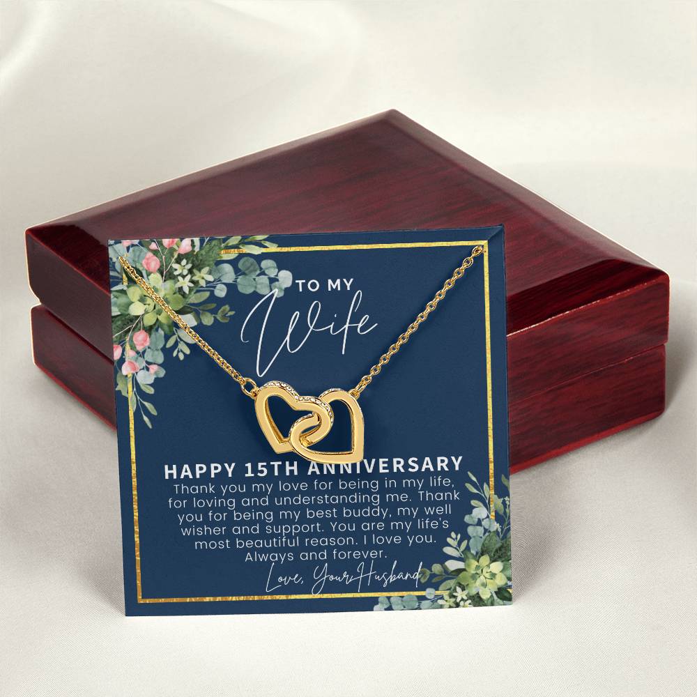 15Th Anniversary Gift For Wife 15 Year Anniversary Gifts 15Th Wedding Anniversary Gift Ideas 15 Year Anniversary Gift For Her Interlocking Hearts Necklace