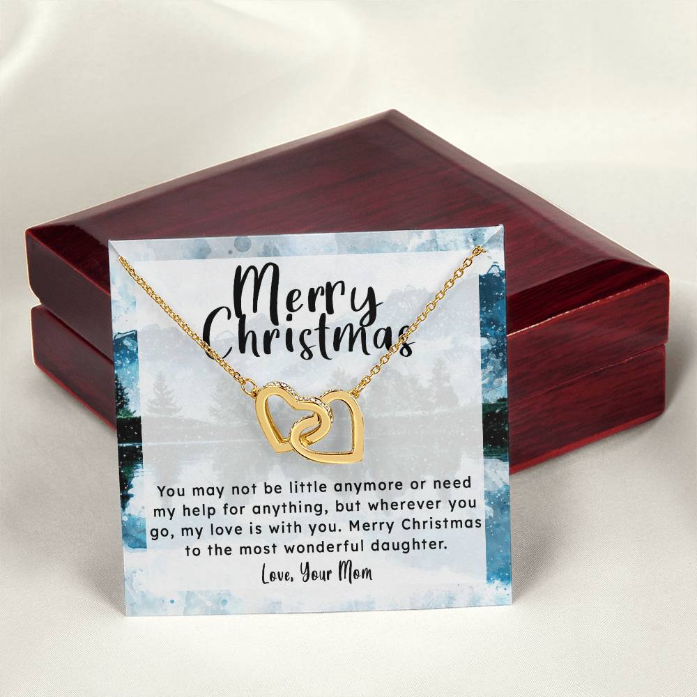 Gift For Daughter From Mom - My Love Is With You Interlocking Hearts Necklace