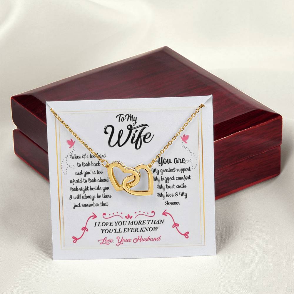 To My Wife Necklace From Husband Interlocking Hearts Necklace