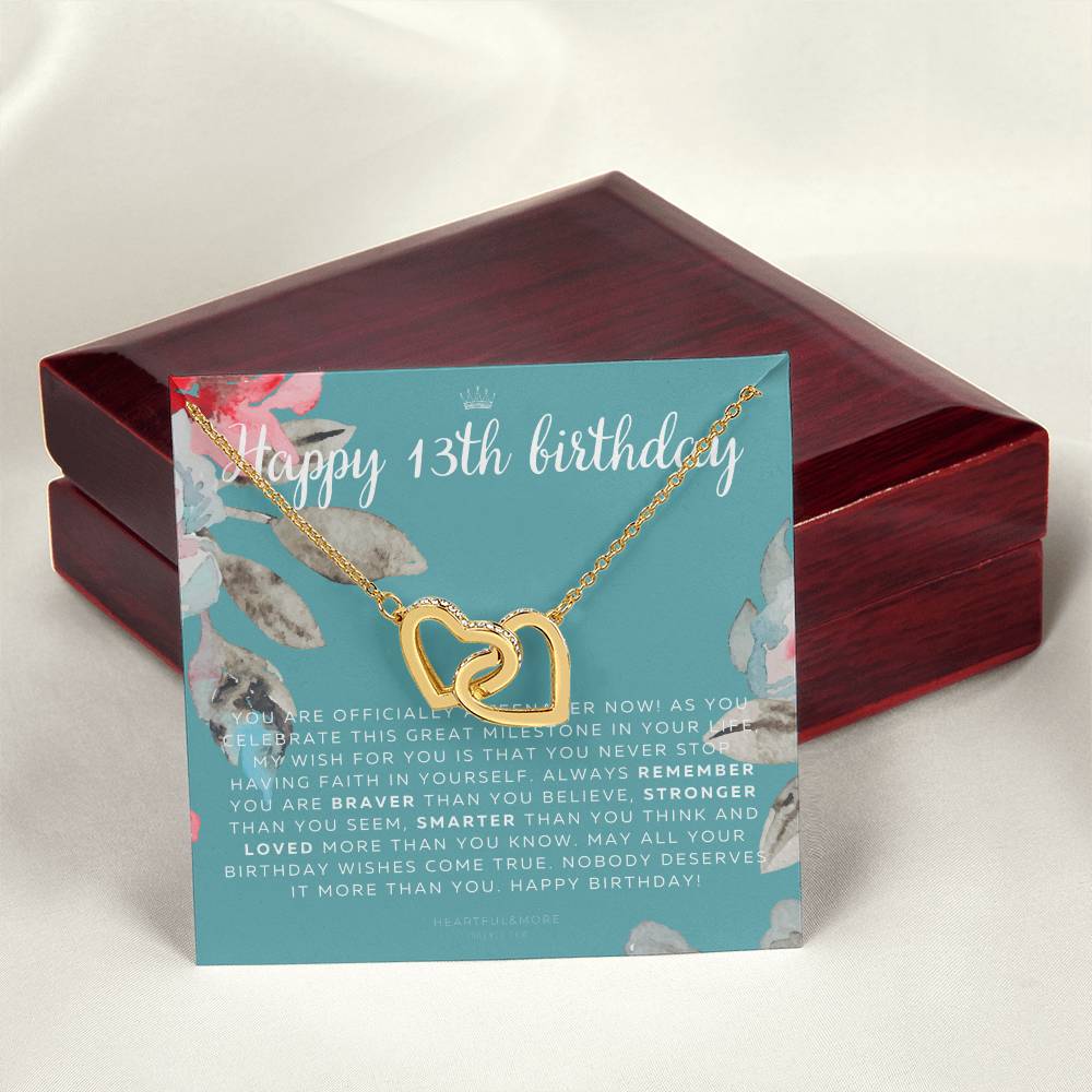 Gift For 13 Year Old Girl Gifts 13Th Birthday Girl 13Th Birthday Gift Thirteenth Birthday Necklace Teen Birthday Gift Official Teenager Interlocking Hearts Necklace