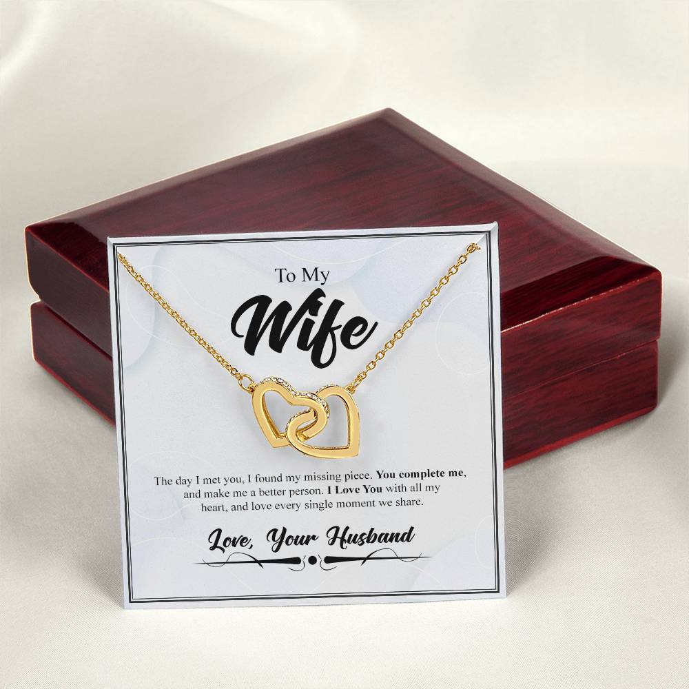 To My Wife- You Complete Me- Interlocking Heart Necklace Interlocking Hearts Necklace
