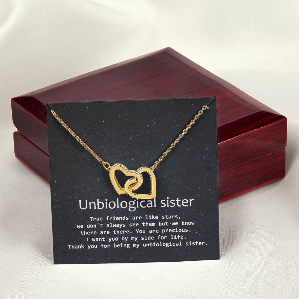 Unbiological Sister Necklace Soul Sister Sorority Sister Sister In Law Necklace Interlocking Hearts Necklace