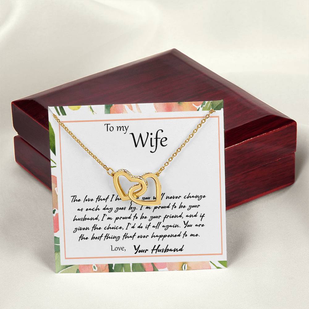To My Wife The Love That I Have For You - Leaf Interlocking Hearts Necklace