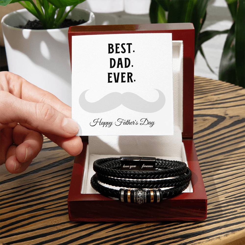Best. Dad. Ever. Leather Bracelet Moustache Dad Father's Day Gift Dad Gift Vegan Leather Bracelet Love You Forever Bracelet. - Love You Forever Bracelet