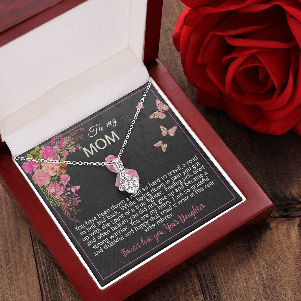 Breast Cancer Survivor Ribbon Necklace Gift For Mom Alluring Beauty Necklace