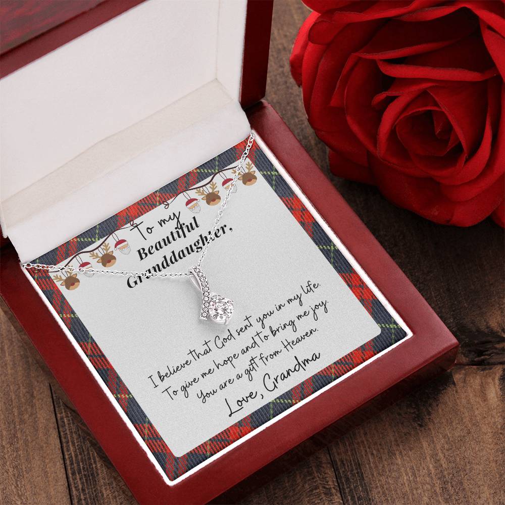 Christmas Gift To Granddaughter - I Believe That God Sent You In My Life. To Give Me Hope And To Bring Me Joy. Alluring Beauty Necklace