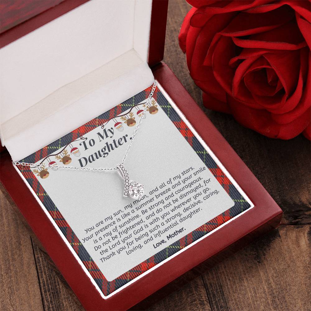 Christmas Gift To Daughter - Thank You For Being Such A Strong Decisive Caring Loving And Influential Daughter. Alluring Beauty Necklace
