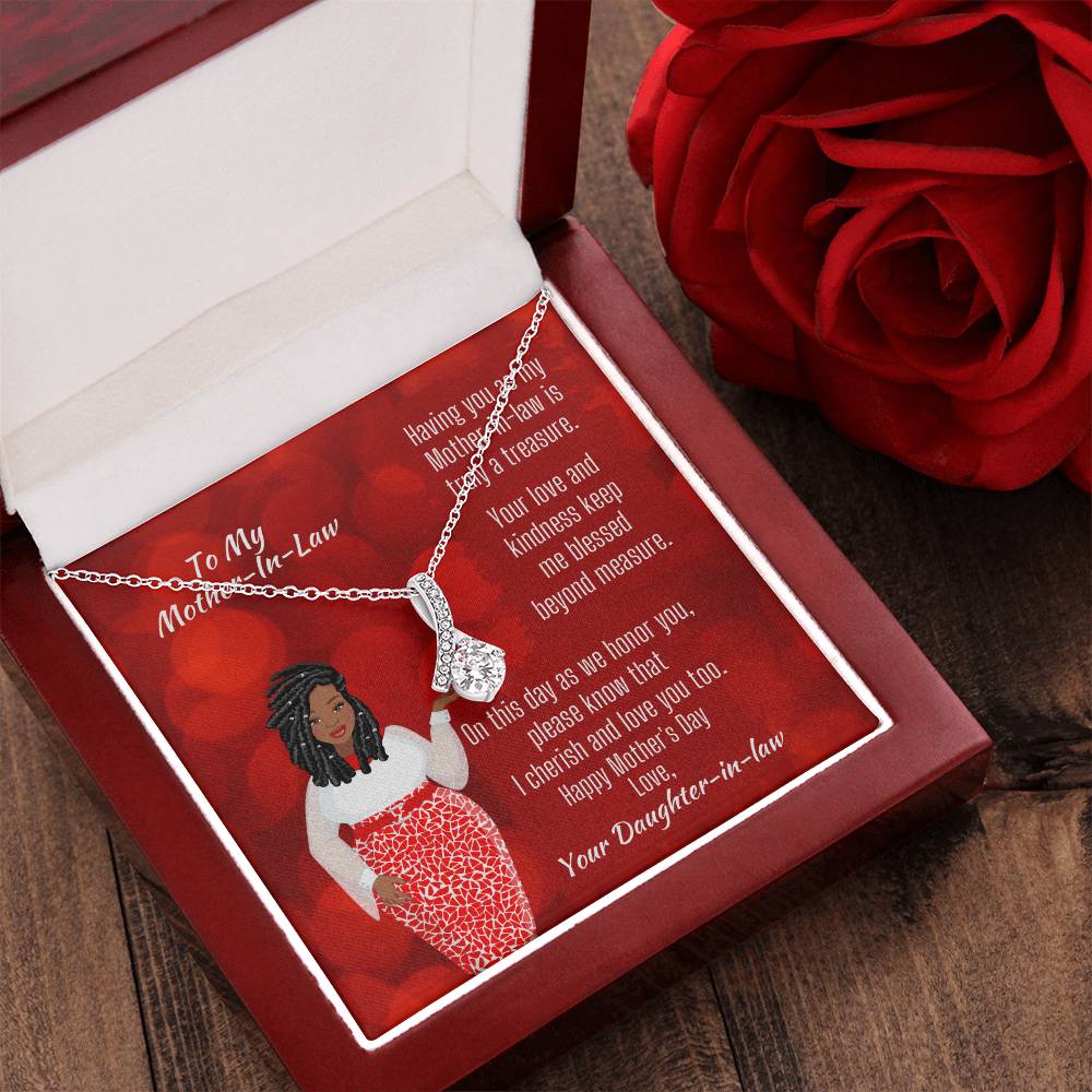 Alluring Necklace With Mother-In-Law Mother's Day Message Card Alluring Beauty Necklace