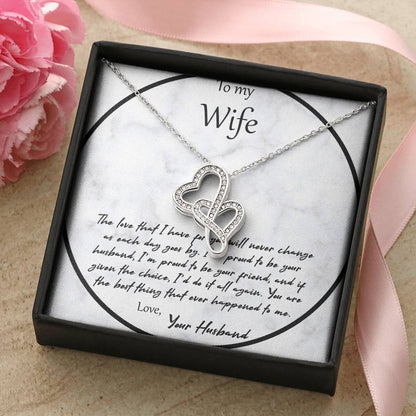 To My Wife The Love That I Have For You - White Double Hearts Necklace