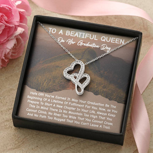 Unique Graduation Gift -  Double Hearts Necklace