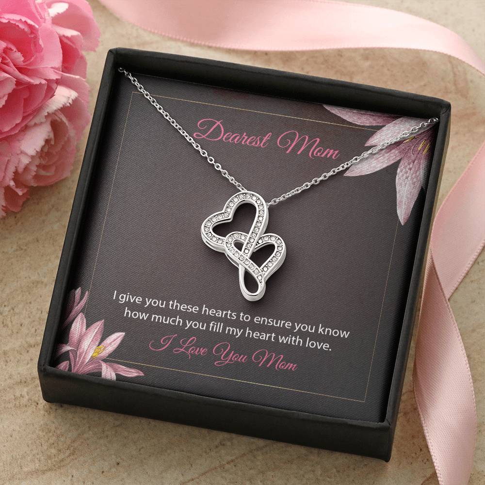 Beautiful Mother's Day Hearts Necklace Pendant Double Hearts Necklace