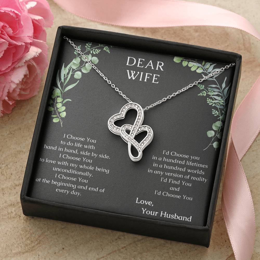 Dear Wife A Special Necklace To Warm Her Heart - Love Your Husband - To My Dear Wife Gift Necklace Wife Necklace From  Double Hearts Necklace