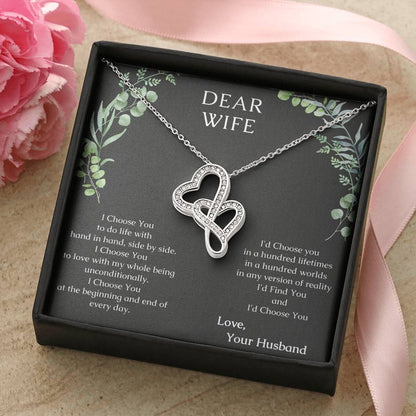 Dear Wife A Special Necklace To Warm Her Heart - Love Your Husband - To My Dear Wife Gift Necklace Wife Necklace From  Double Hearts Necklace