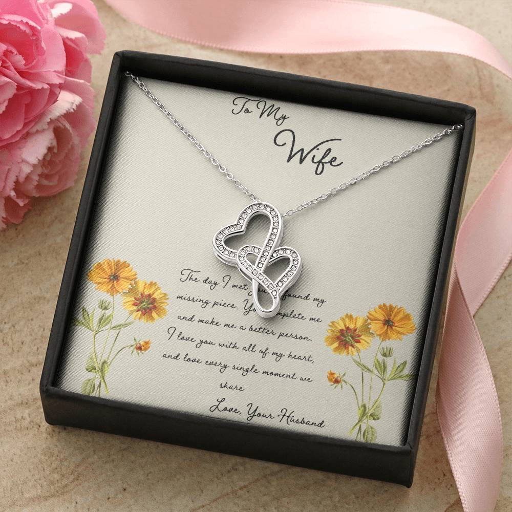 To My Wife The Day I Met You Double Hearts Necklace