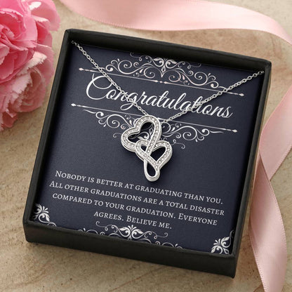 Funny Graduation Gift Double Hearts Necklace