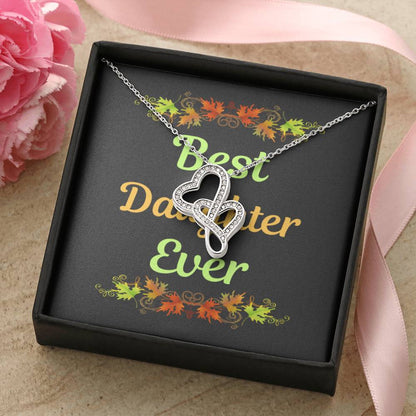 Best Daughter Ever Double Hearts Necklace
