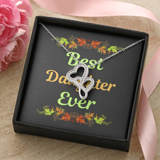 Best Daughter Ever Double Hearts Necklace