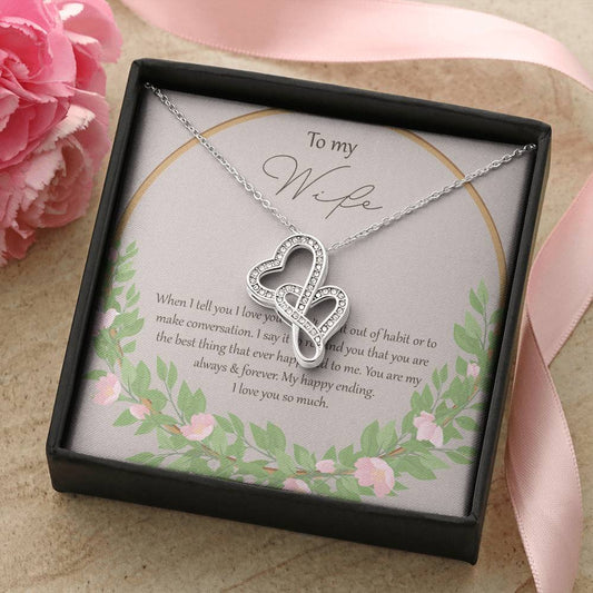To My Wife When I Fell In Love With You - Floral Double Hearts Necklace