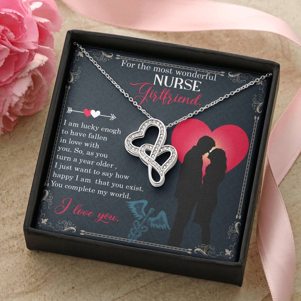 For The Most Wonderful Nurse Girlfriend -  Double Hearts Necklace