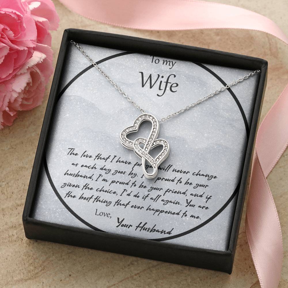 To My Wife The Love That I Have For You - Gray Double Hearts Necklace