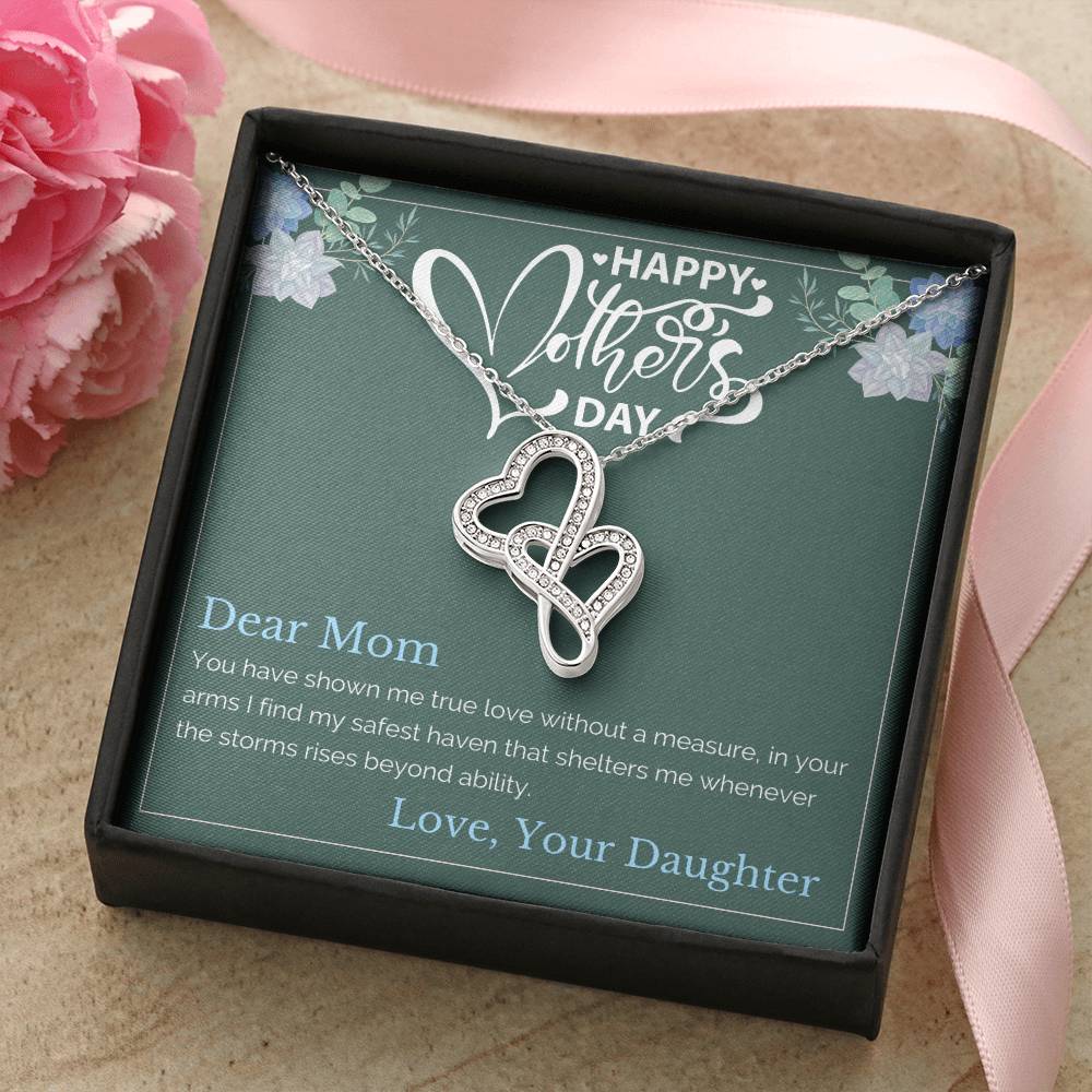Daughter To Mom - ! Double Hearts Necklace