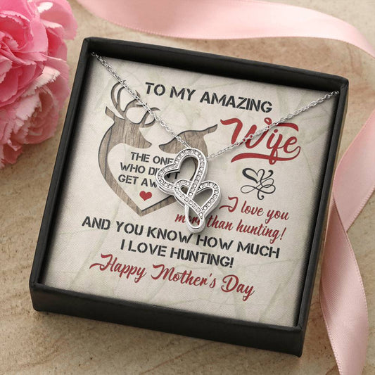 Dear Wife Happy Anniversary - Double Hearts - Love Your Husband - Wife Christmas Gift From Husband Wife Christmas Gift 1 Double Hearts Necklace