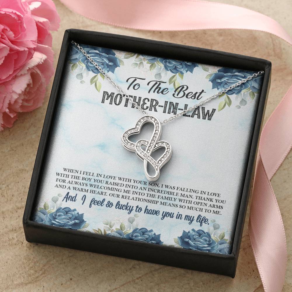 To The Best Mother-In-Law Double Hearts Necklace
