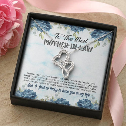 To The Best Mother-In-Law Double Hearts Necklace