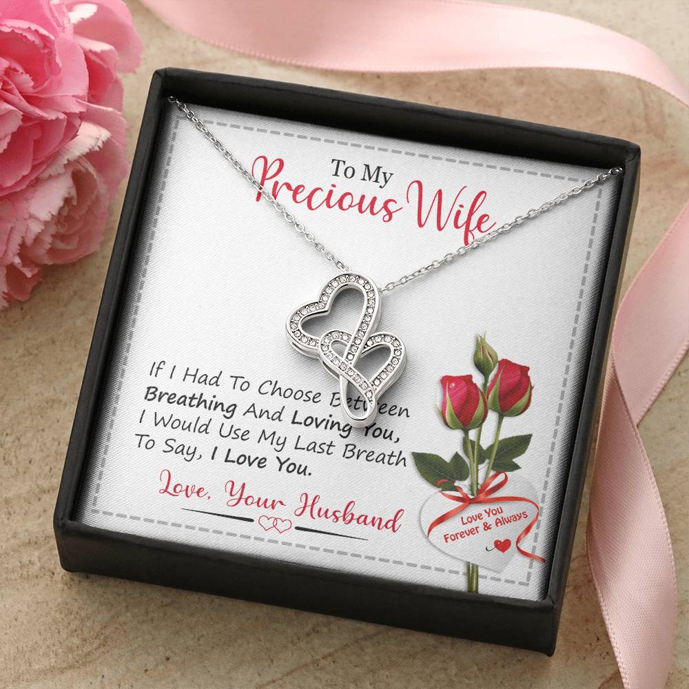 Best Gift For My Precious Wife Double Hearts Necklace