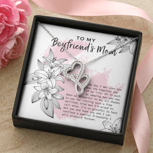 Gift For Boyfriend's Mom To My Boyfriend's Mom Boyfriend's Mom Gift Mother's Day Gift Birthday Gift To Boyfriend's Mom Double Hearts Necklace