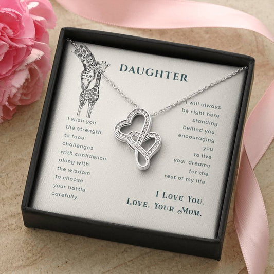 Gift For Daughter From Mom - Daughter Mother Necklace - Giraffe Necklace - Mother And Daughter - Mom Gifts From Daught 1 Double Hearts Necklace