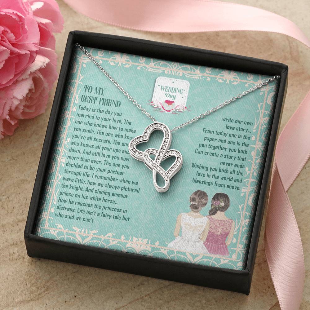 For Your Best Friend On Special Wedding Day Double Hearts Necklace